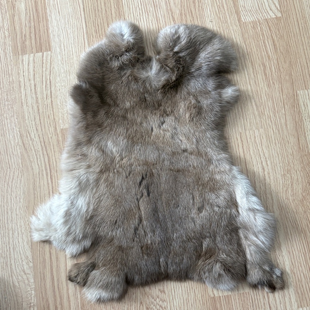 0190 Brown Cream Rabbit Fur Pelt Craft Supply